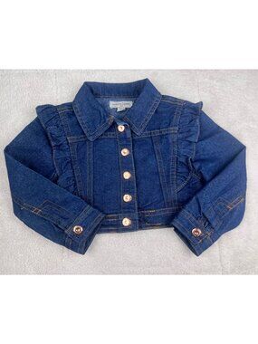 Nanette Lepore Girls Denim Jacket Blue Ruffle Size 2T